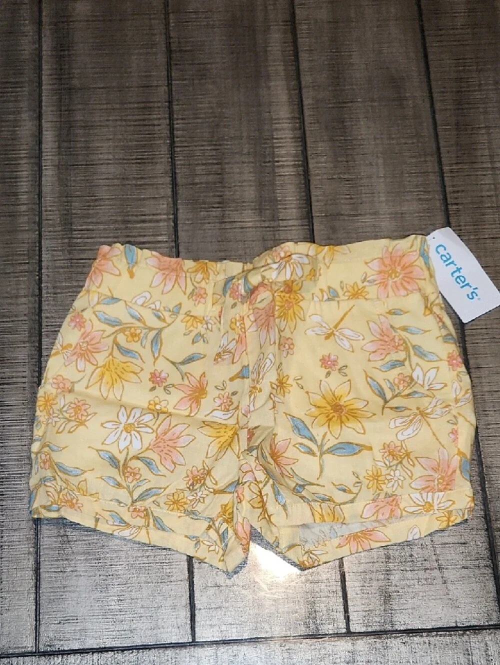 NWT Carter's Yellow Floral Tie-Waist Bubble Shorts